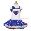 American's Birthday White Halter Patriotic American Star ONE-PIECE Dress & Star Satin Bow & 6th Birthday Number American Star Heart LP210